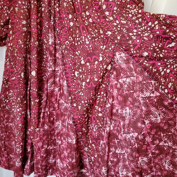 NEW Free People Pink Fushia Combo Short Sleeve Batik Tent Loose Fit Dress Size S - Picture 5 of 16